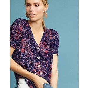Anthro Maeve Hansley Short Sleeve Purple Top  Sz 6